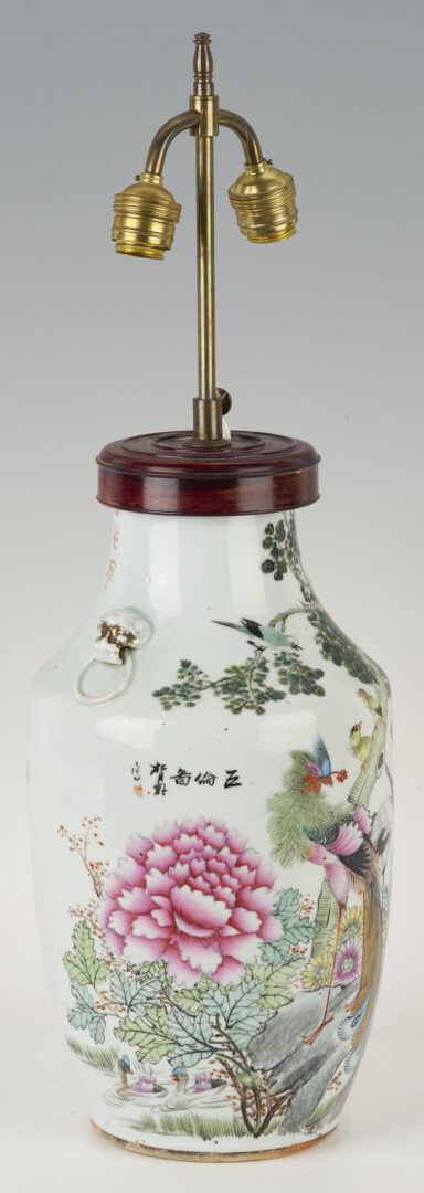 Lot 702: Chinese Famille Rose Porcelain Lamp