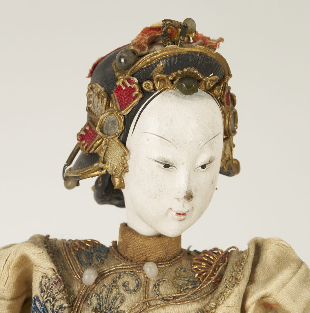 Lot 703: 2 Chinese Opera Dolls plus 2 Porcelain Figural Candlesticks