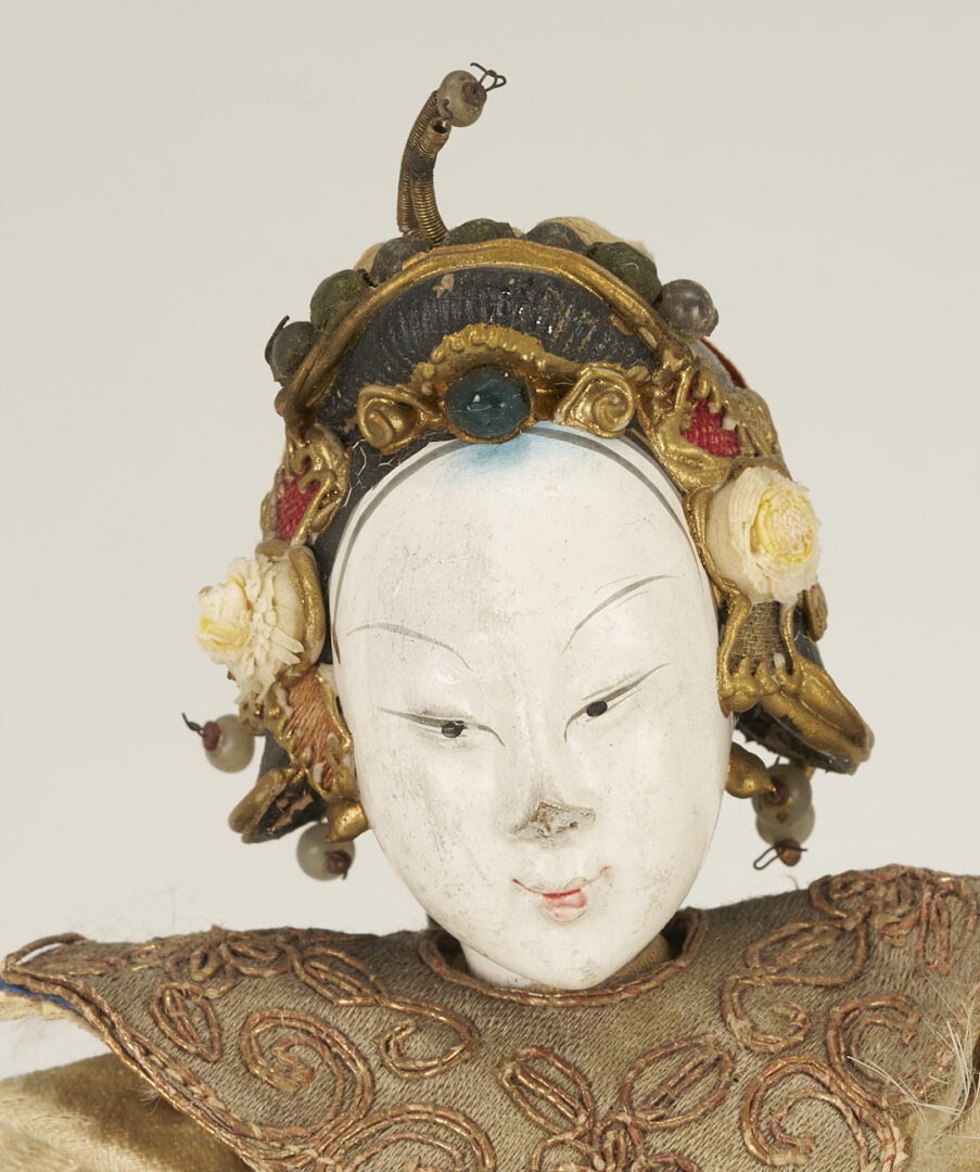 Lot 703: 2 Chinese Opera Dolls plus 2 Porcelain Figural Candlesticks