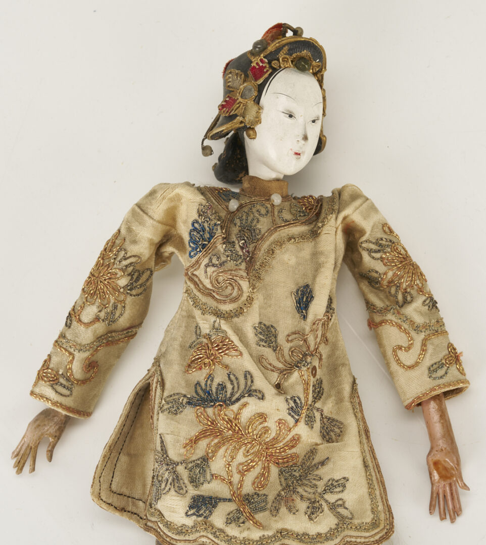 Lot 703: 2 Chinese Opera Dolls plus 2 Porcelain Figural Candlesticks