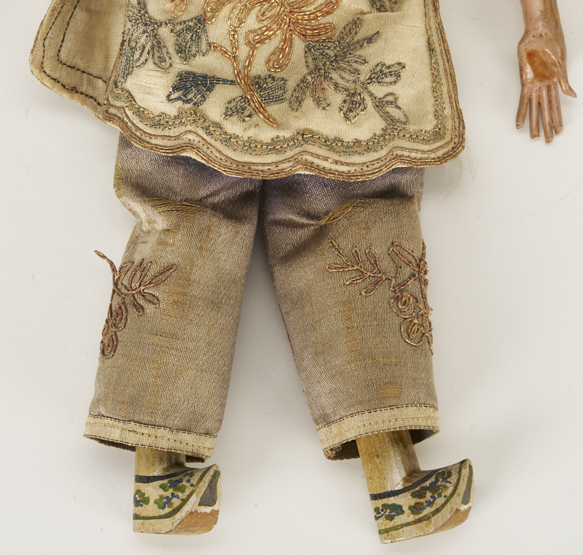 Lot 703: 2 Chinese Opera Dolls plus 2 Porcelain Figural Candlesticks