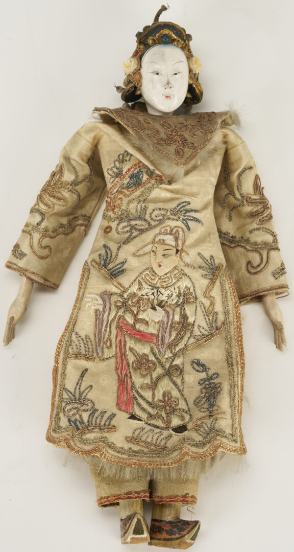 Lot 703: 2 Chinese Opera Dolls plus 2 Porcelain Figural Candlesticks