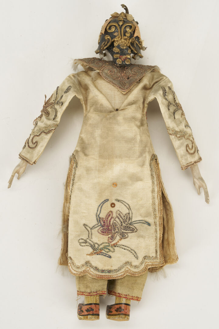 Lot 703: 2 Chinese Opera Dolls plus 2 Porcelain Figural Candlesticks