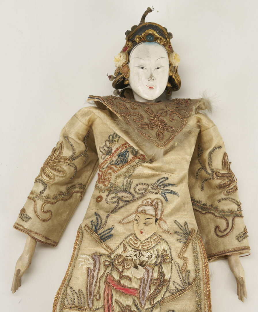 Lot 703: 2 Chinese Opera Dolls plus 2 Porcelain Figural Candlesticks