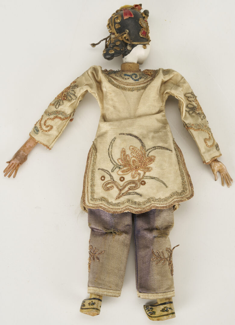 Lot 703: 2 Chinese Opera Dolls plus 2 Porcelain Figural Candlesticks