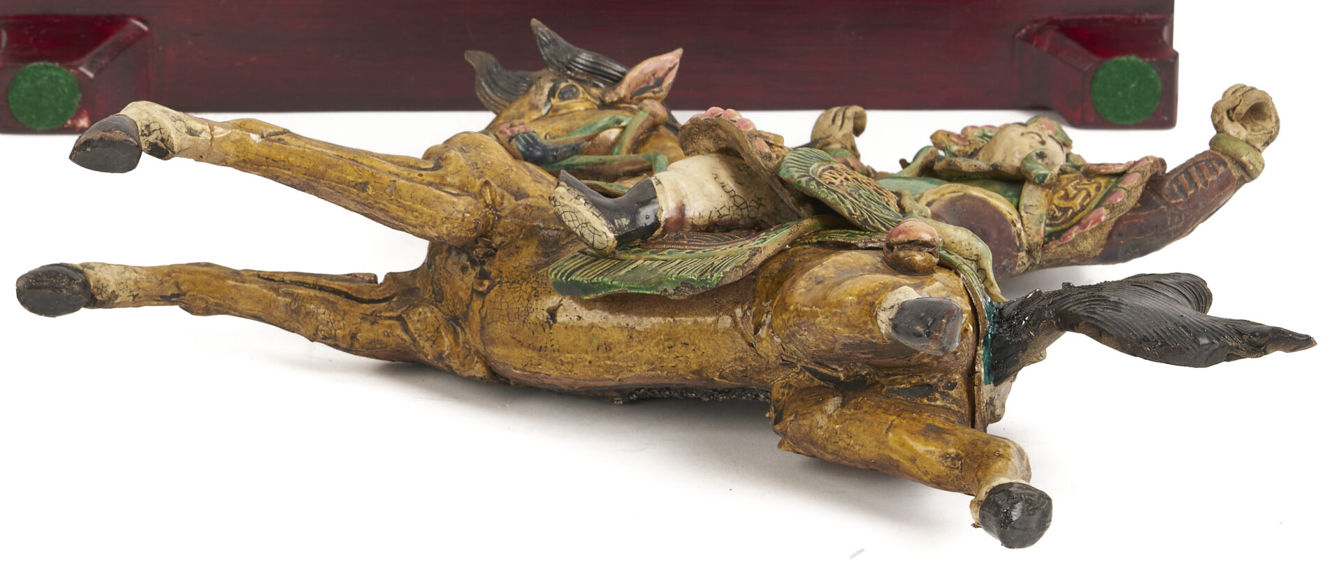 Lot 704: Pr. Chinese Roof Tile Figures & Pr. Chinese Wood Sculptures