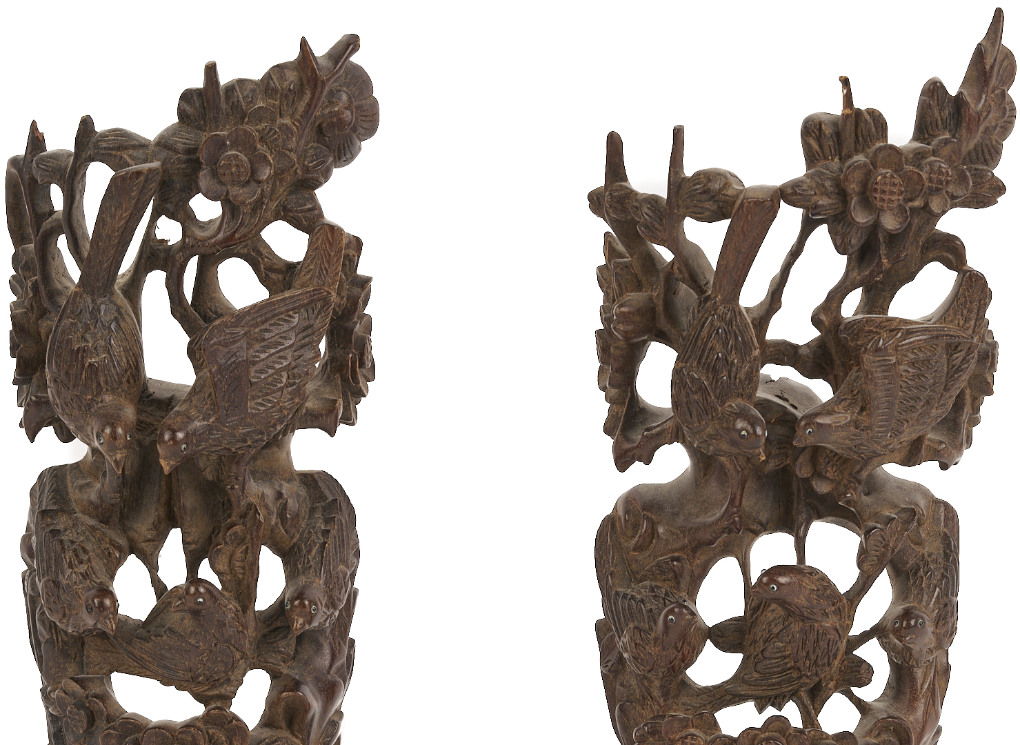 Lot 704: Pr. Chinese Roof Tile Figures & Pr. Chinese Wood Sculptures