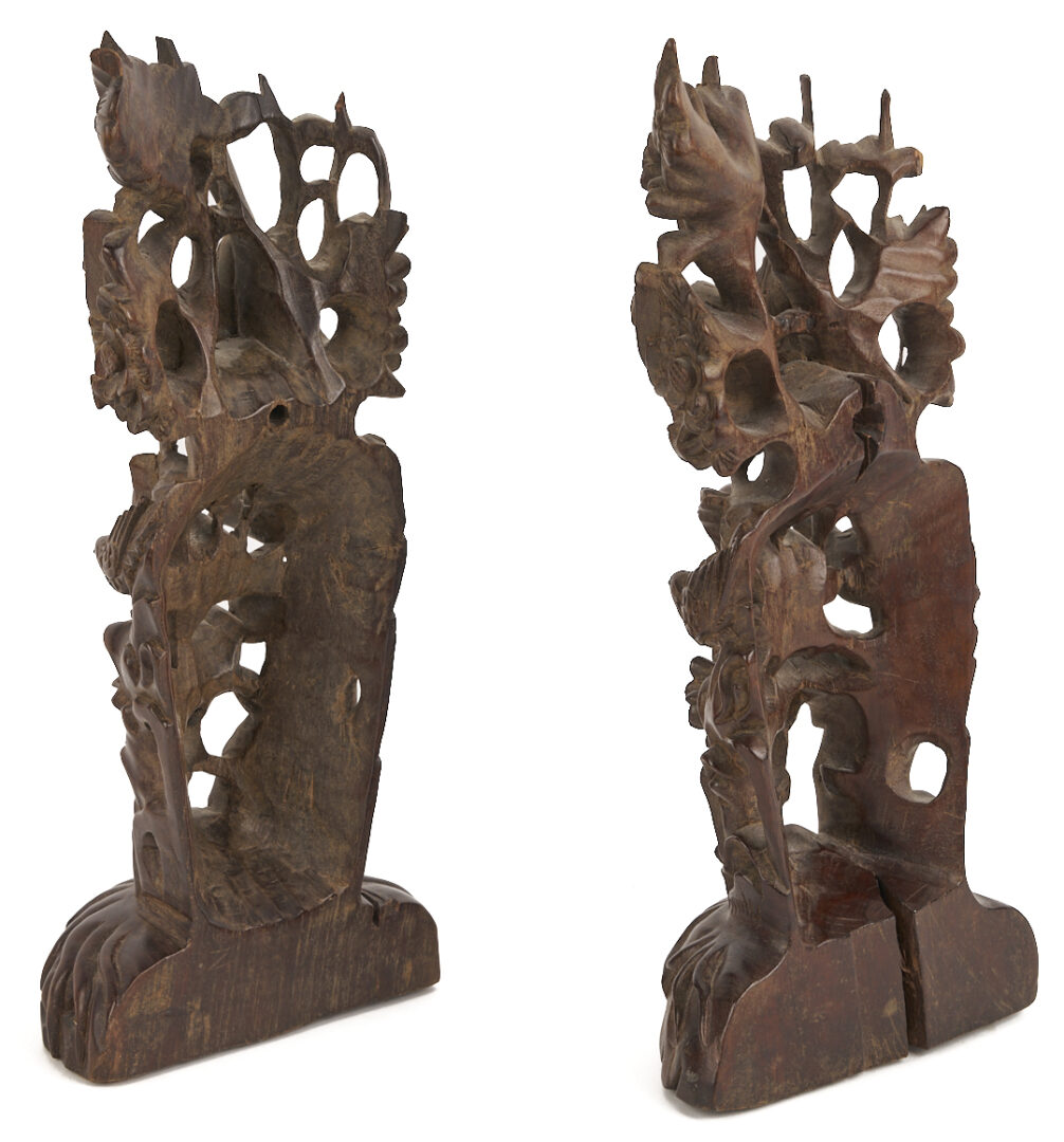 Lot 704: Pr. Chinese Roof Tile Figures & Pr. Chinese Wood Sculptures