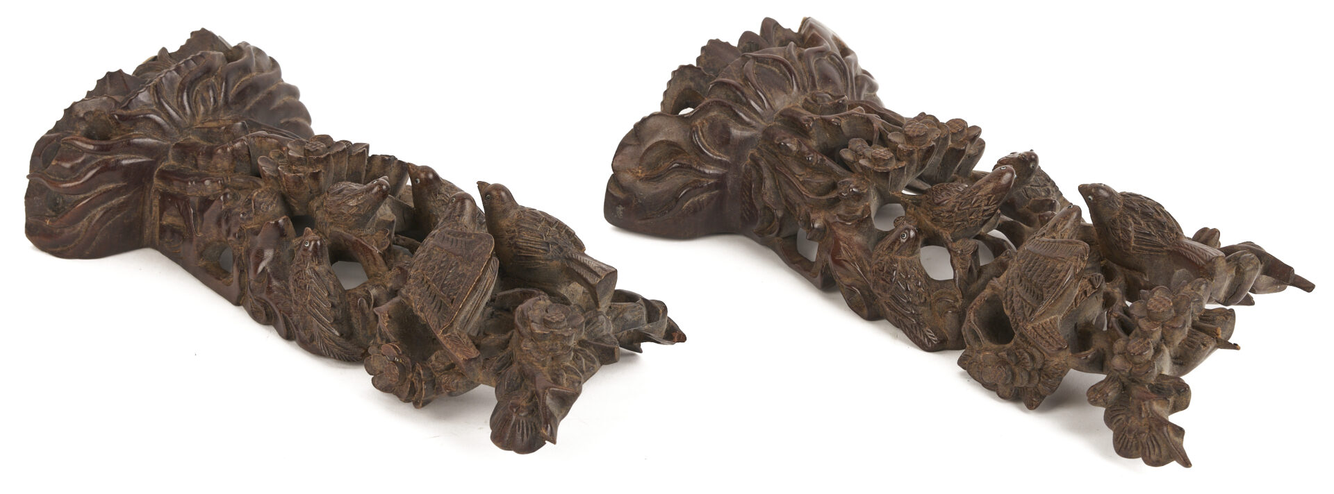 Lot 704: Pr. Chinese Roof Tile Figures & Pr. Chinese Wood Sculptures