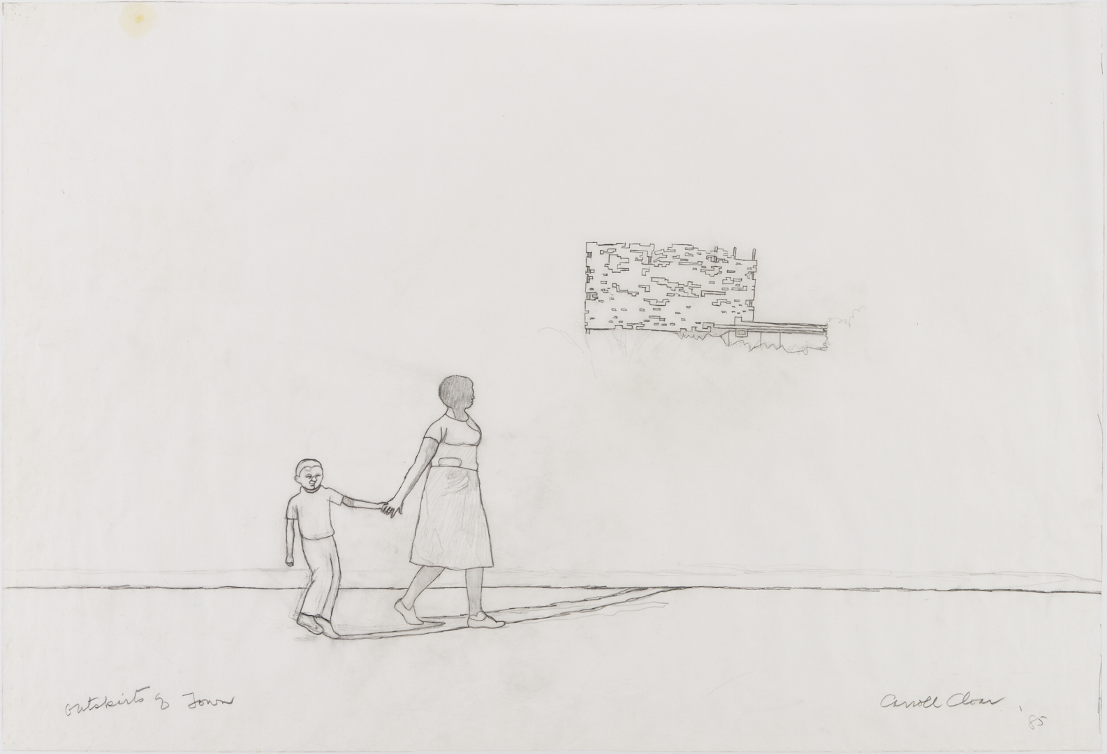Lot 706: Carroll Cloar Drawing, Study for Outskirts of Town