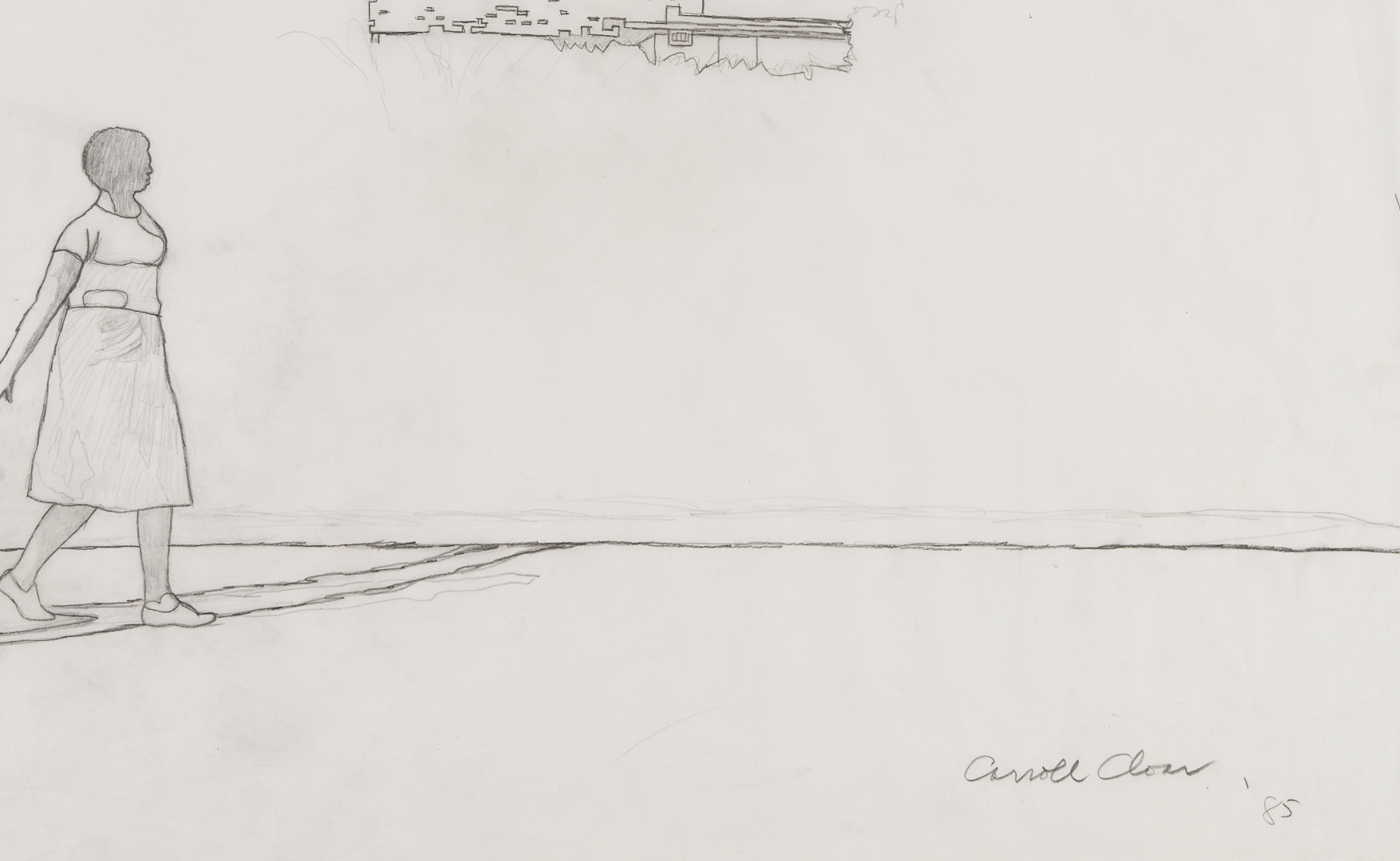 Lot 706: Carroll Cloar Drawing, Study for Outskirts of Town