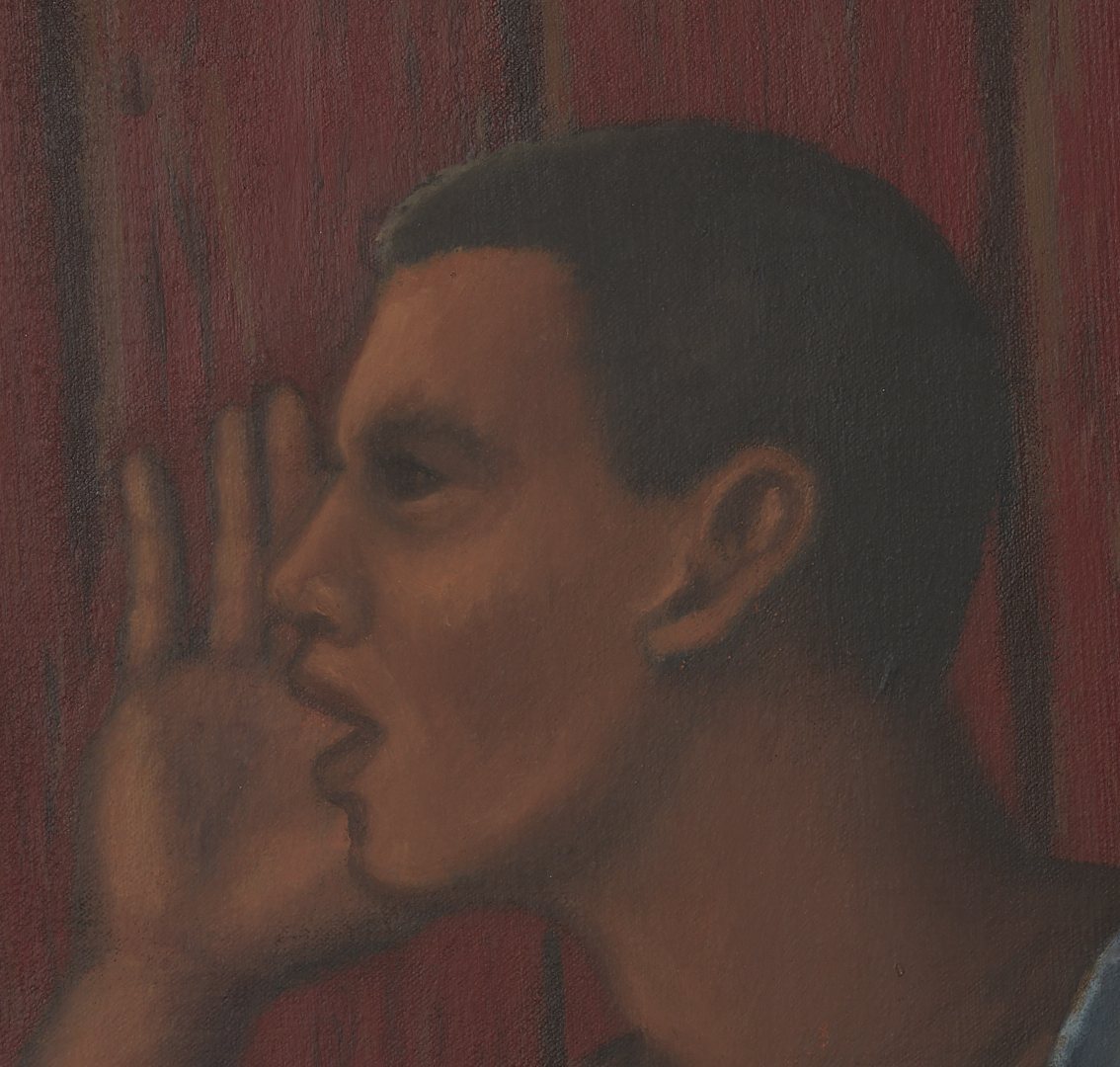 Lot 712: Large David Mah O/C Painting, Burning Barn