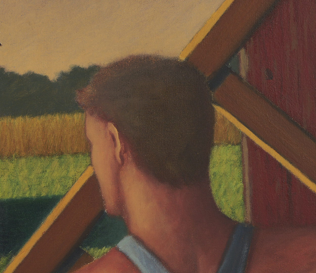 Lot 712: Large David Mah O/C Painting, Burning Barn