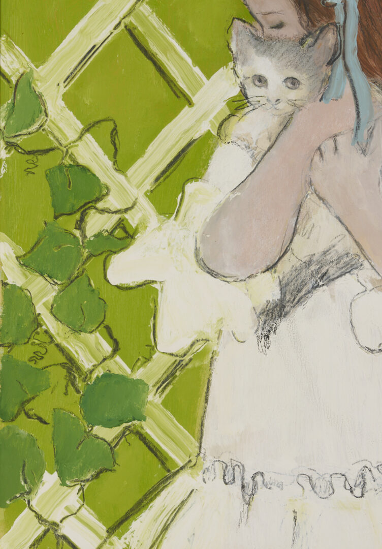 Lot 713: Charles Inzer Oil Painting, Girl with Cat