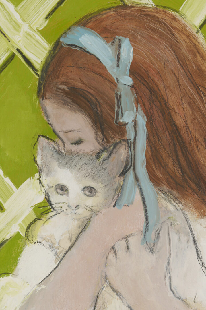 Lot 713: Charles Inzer Oil Painting, Girl with Cat