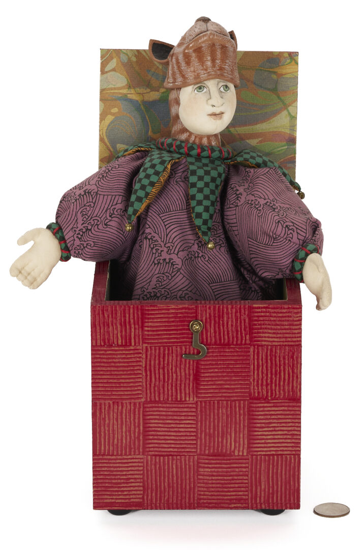 Lot 716: Akira Blount Jack in the Box Folk Art Soft Sculpture