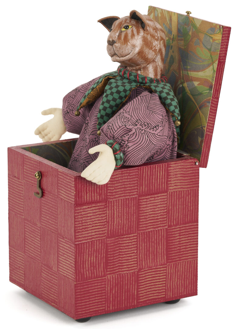 Lot 716: Akira Blount Jack in the Box Folk Art Soft Sculpture
