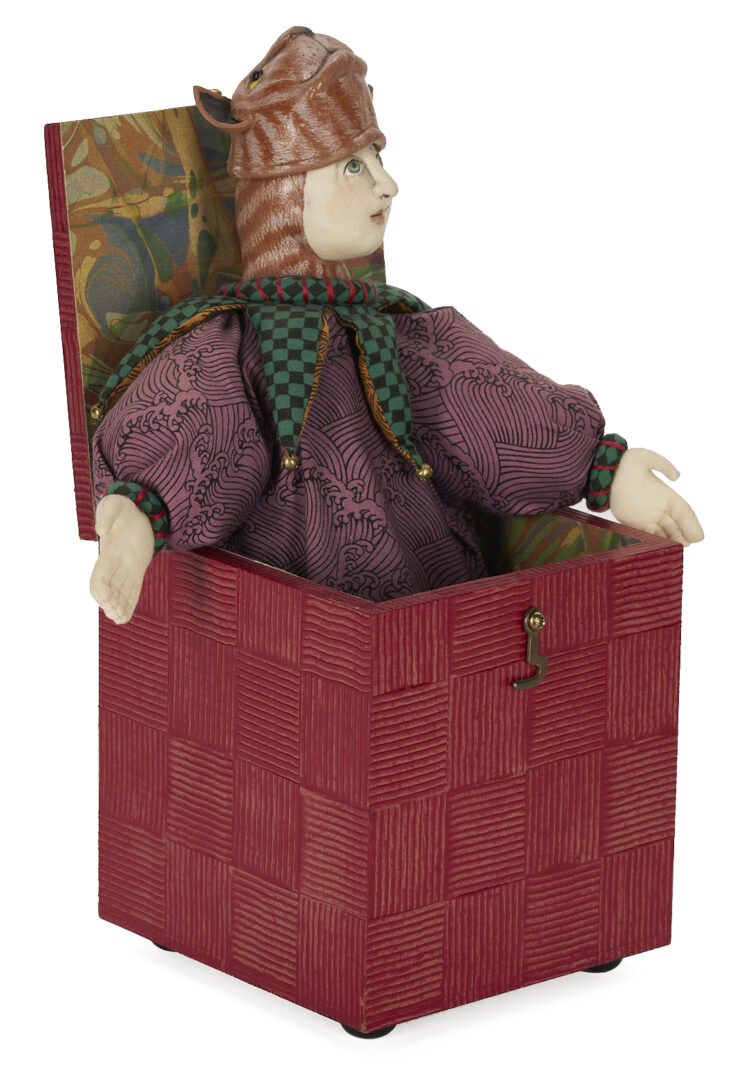 Lot 716: Akira Blount Jack in the Box Folk Art Soft Sculpture