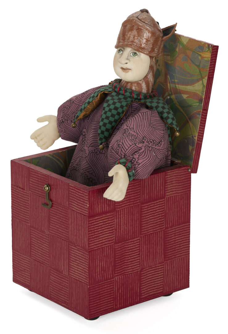 Lot 716: Akira Blount Jack in the Box Folk Art Soft Sculpture