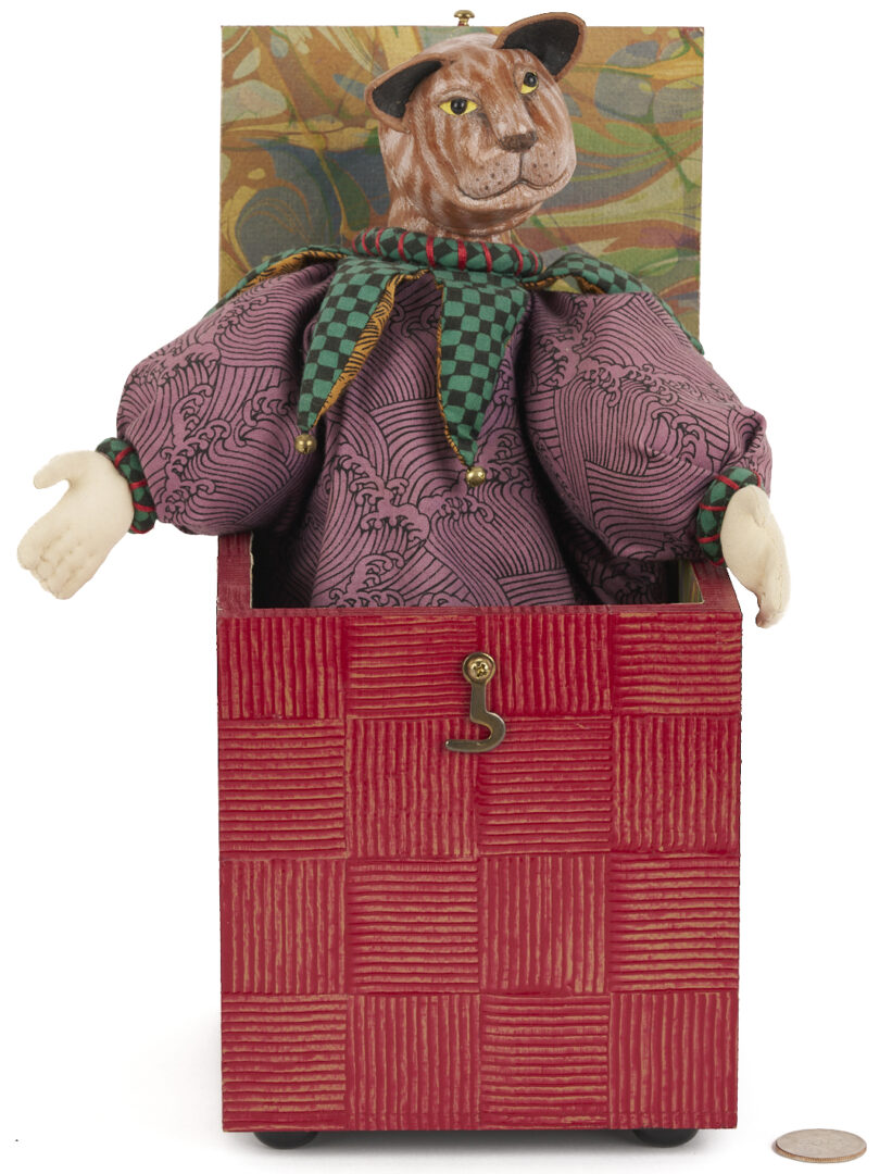 Lot 716: Akira Blount Jack in the Box Folk Art Soft Sculpture