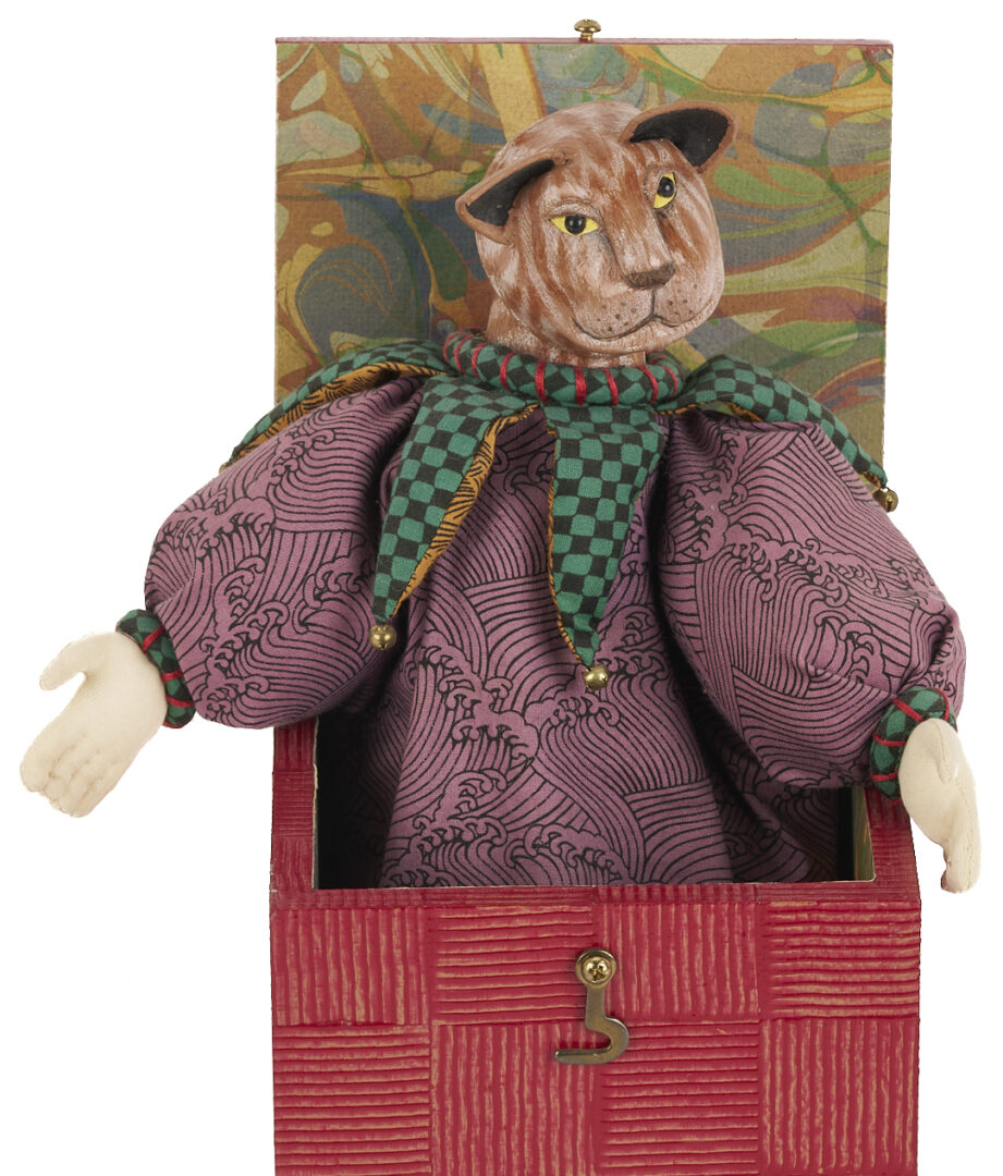 Lot 716: Akira Blount Jack in the Box Folk Art Soft Sculpture