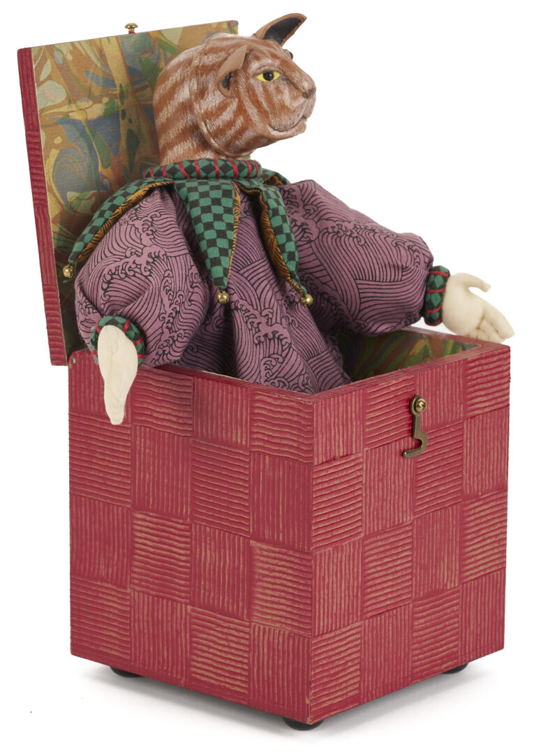 Lot 716: Akira Blount Jack in the Box Folk Art Soft Sculpture