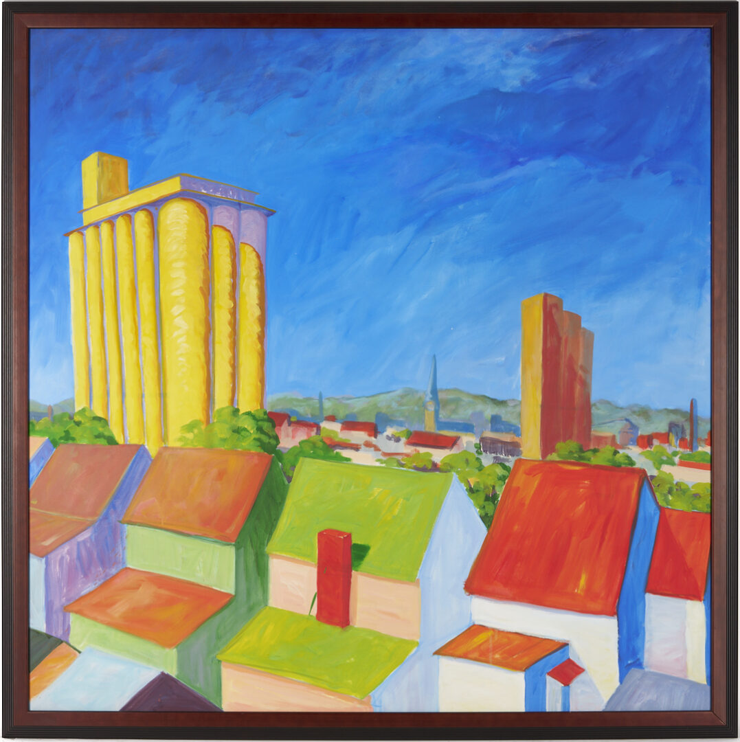 Lot 719: 2 Large Robert Stagg Louisville, KY O/B Cityscape Paintings