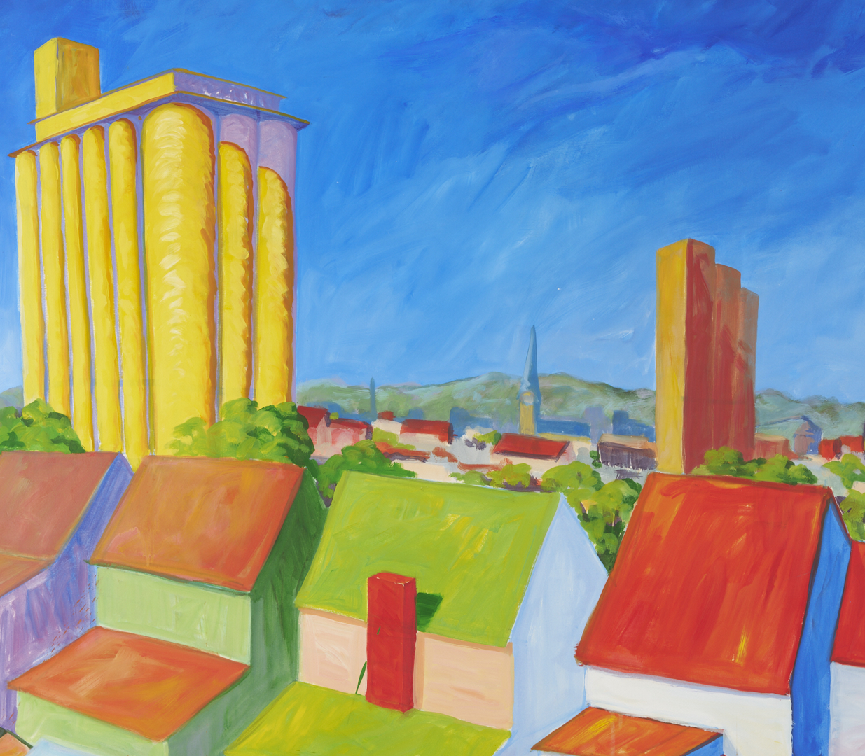 Lot 719: 2 Large Robert Stagg Louisville, KY O/B Cityscape Paintings