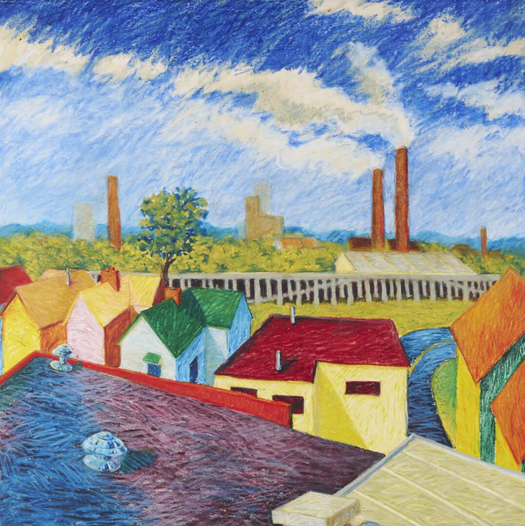 Lot 719: 2 Large Robert Stagg Louisville, KY O/B Cityscape Paintings