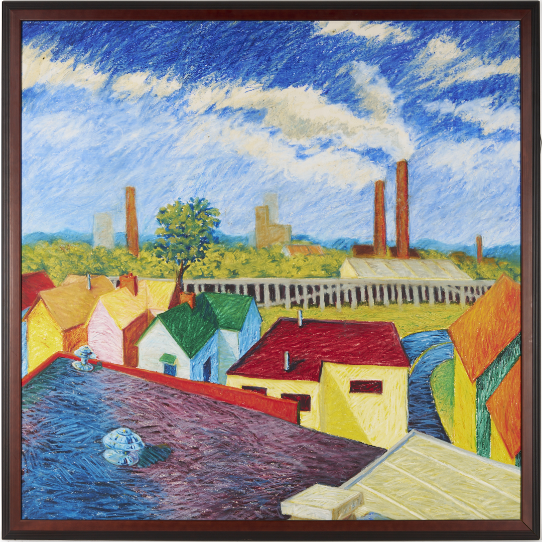 Lot 719: 2 Large Robert Stagg Louisville, KY O/B Cityscape Paintings