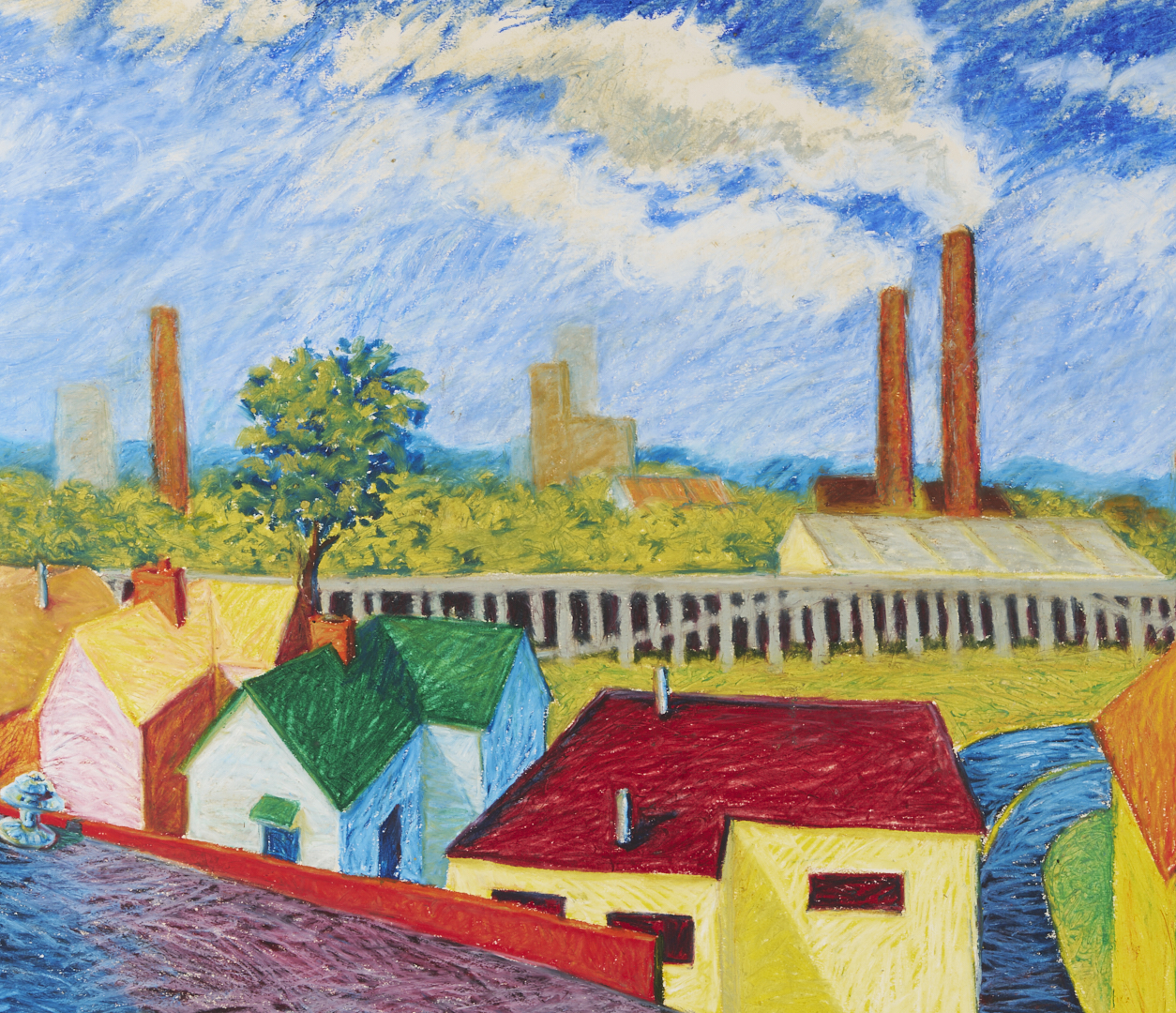 Lot 719: 2 Large Robert Stagg Louisville, KY O/B Cityscape Paintings