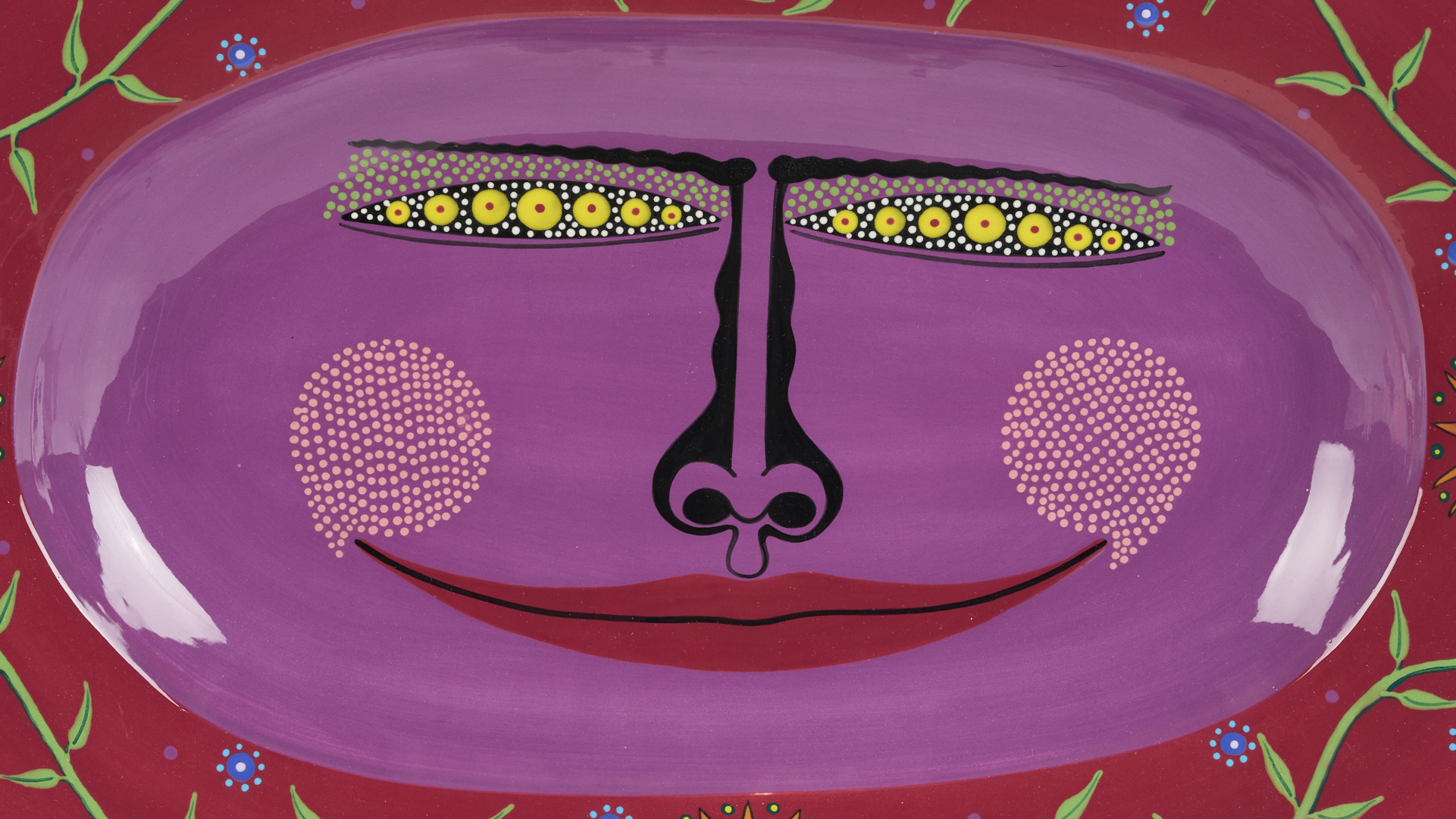 Lot 721: 4 Patrick Dougherty Polychrome Ceramic Wall Plaques