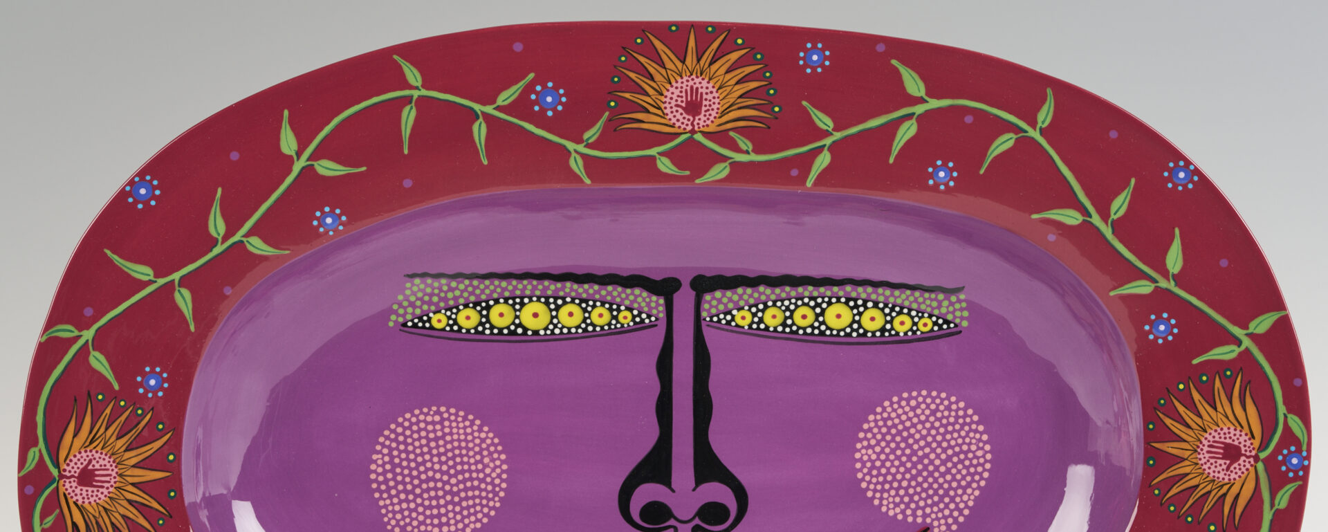 Lot 721: 4 Patrick Dougherty Polychrome Ceramic Wall Plaques