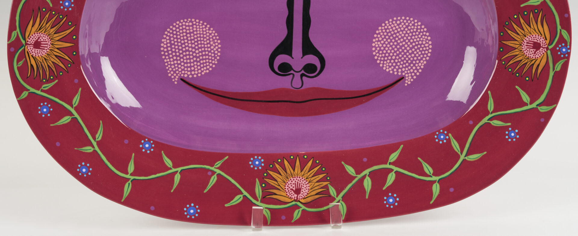 Lot 721: 4 Patrick Dougherty Polychrome Ceramic Wall Plaques