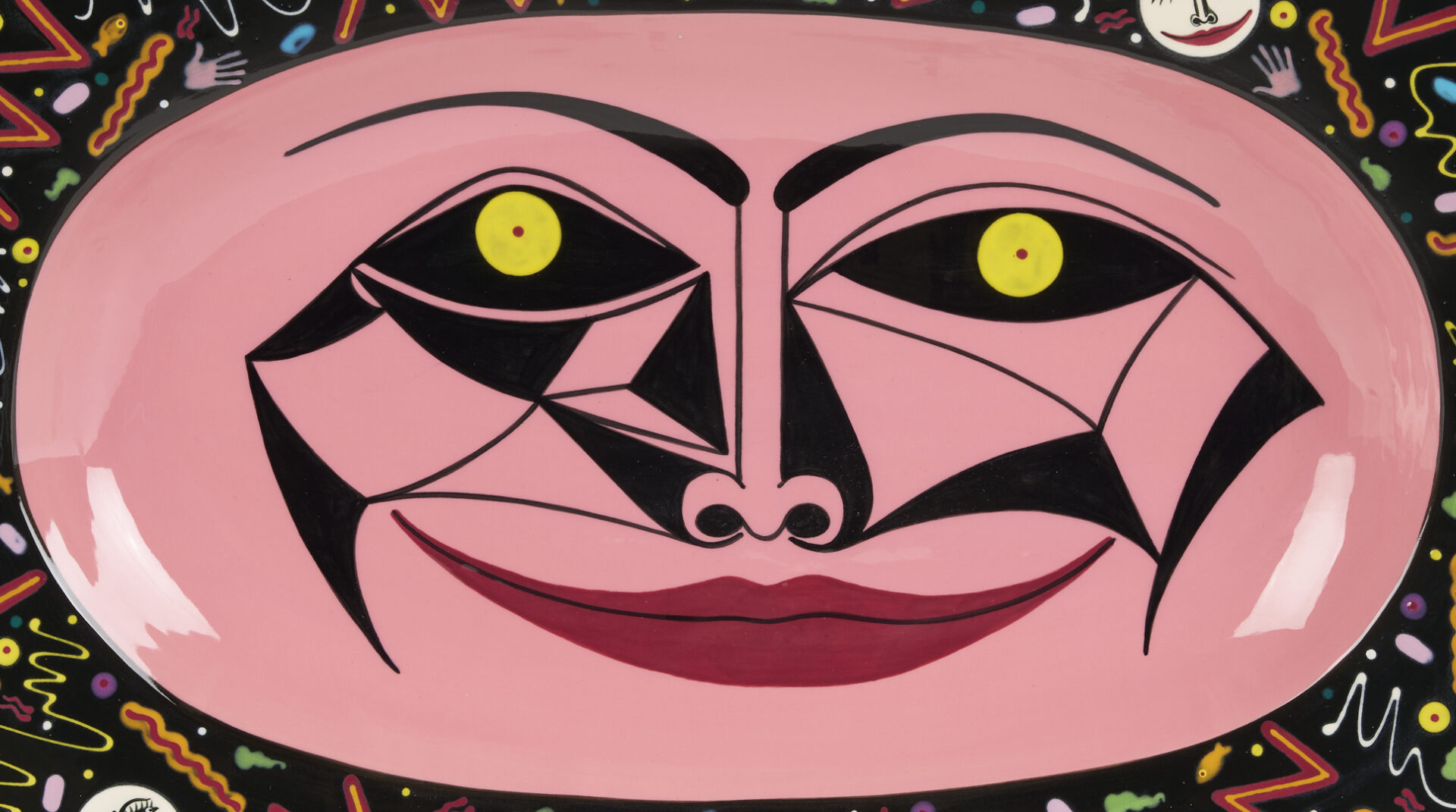 Lot 721: 4 Patrick Dougherty Polychrome Ceramic Wall Plaques