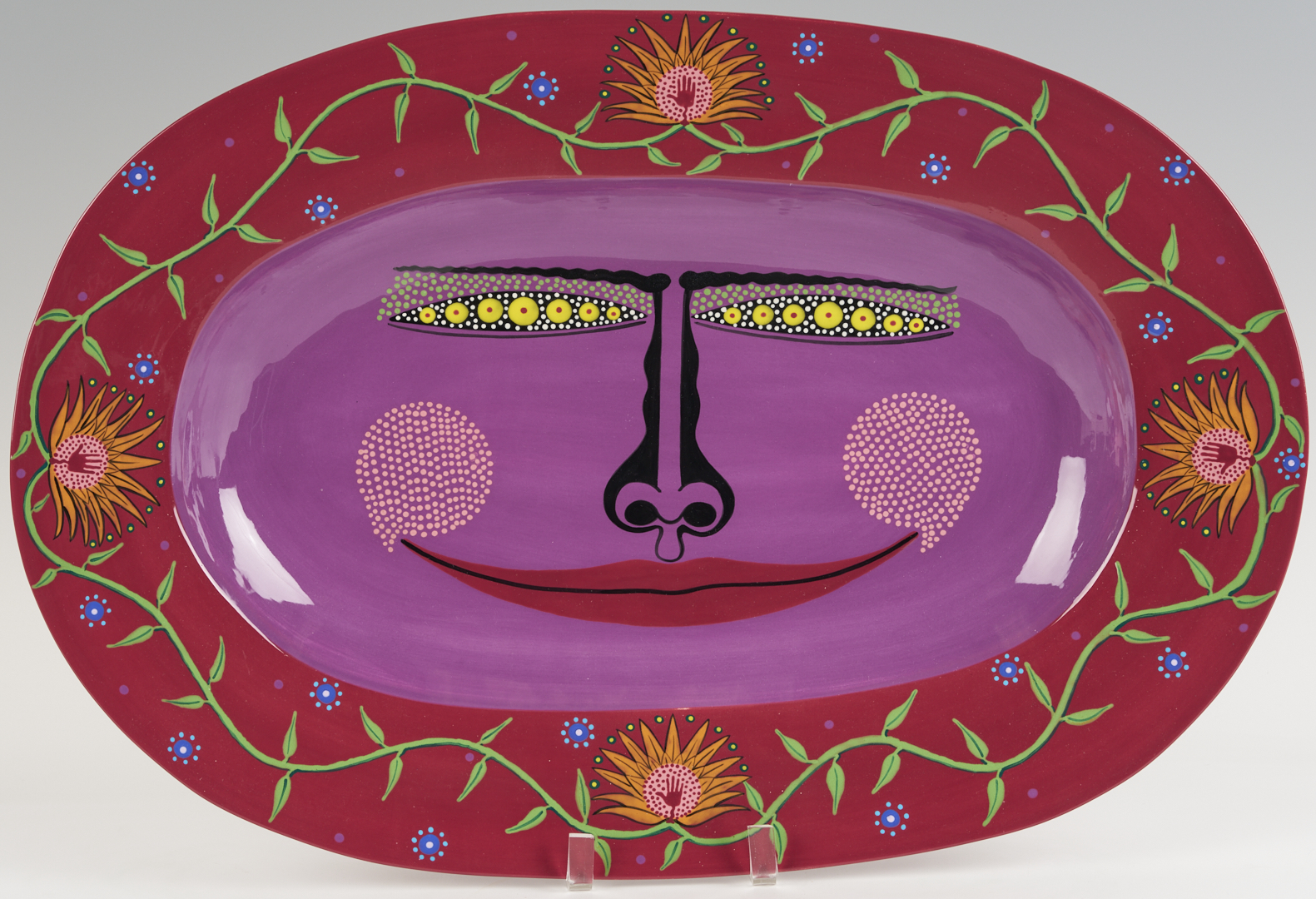 Lot 721: 4 Patrick Dougherty Polychrome Ceramic Wall Plaques