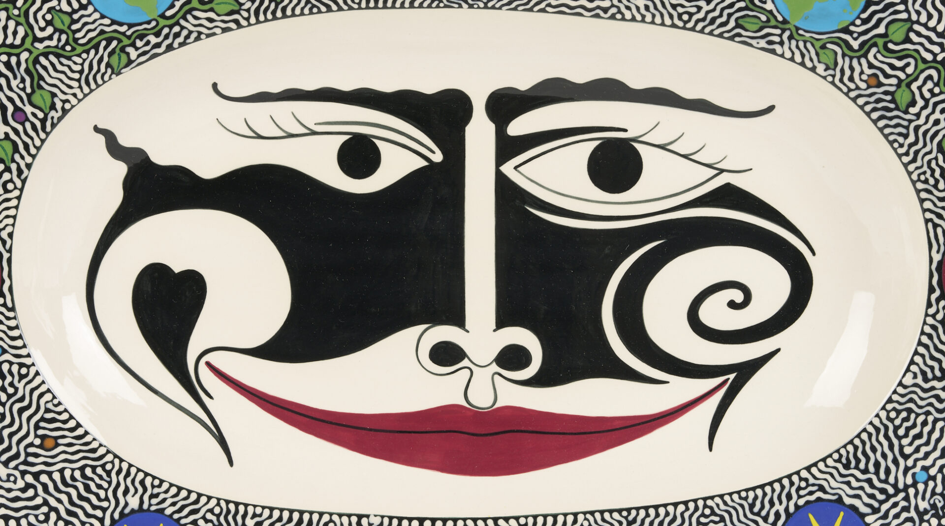 Lot 721: 4 Patrick Dougherty Polychrome Ceramic Wall Plaques