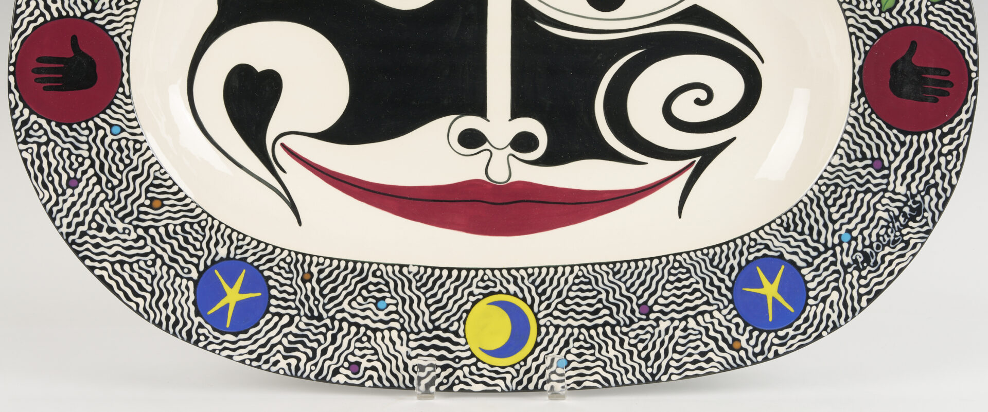 Lot 721: 4 Patrick Dougherty Polychrome Ceramic Wall Plaques