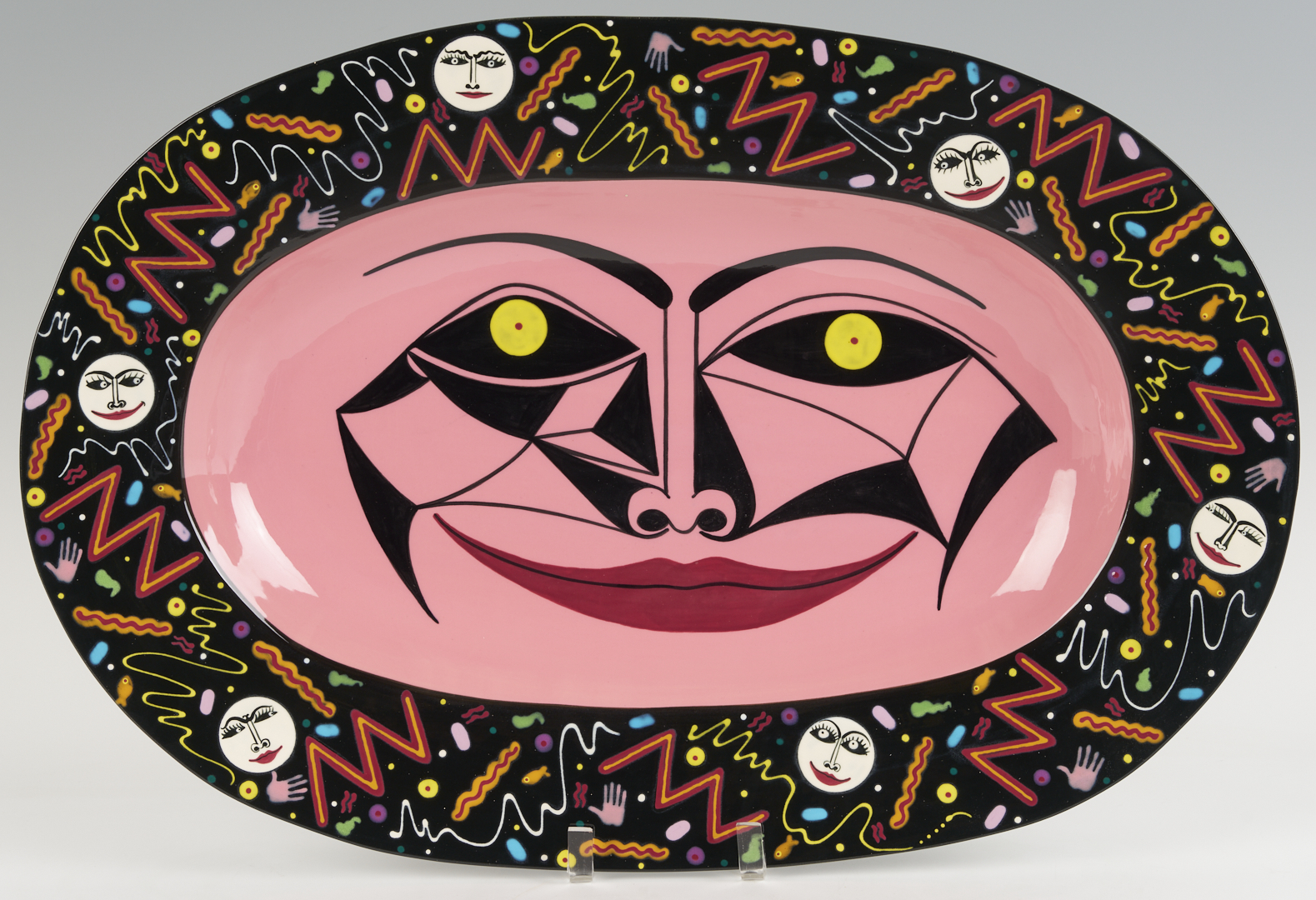 Lot 721: 4 Patrick Dougherty Polychrome Ceramic Wall Plaques