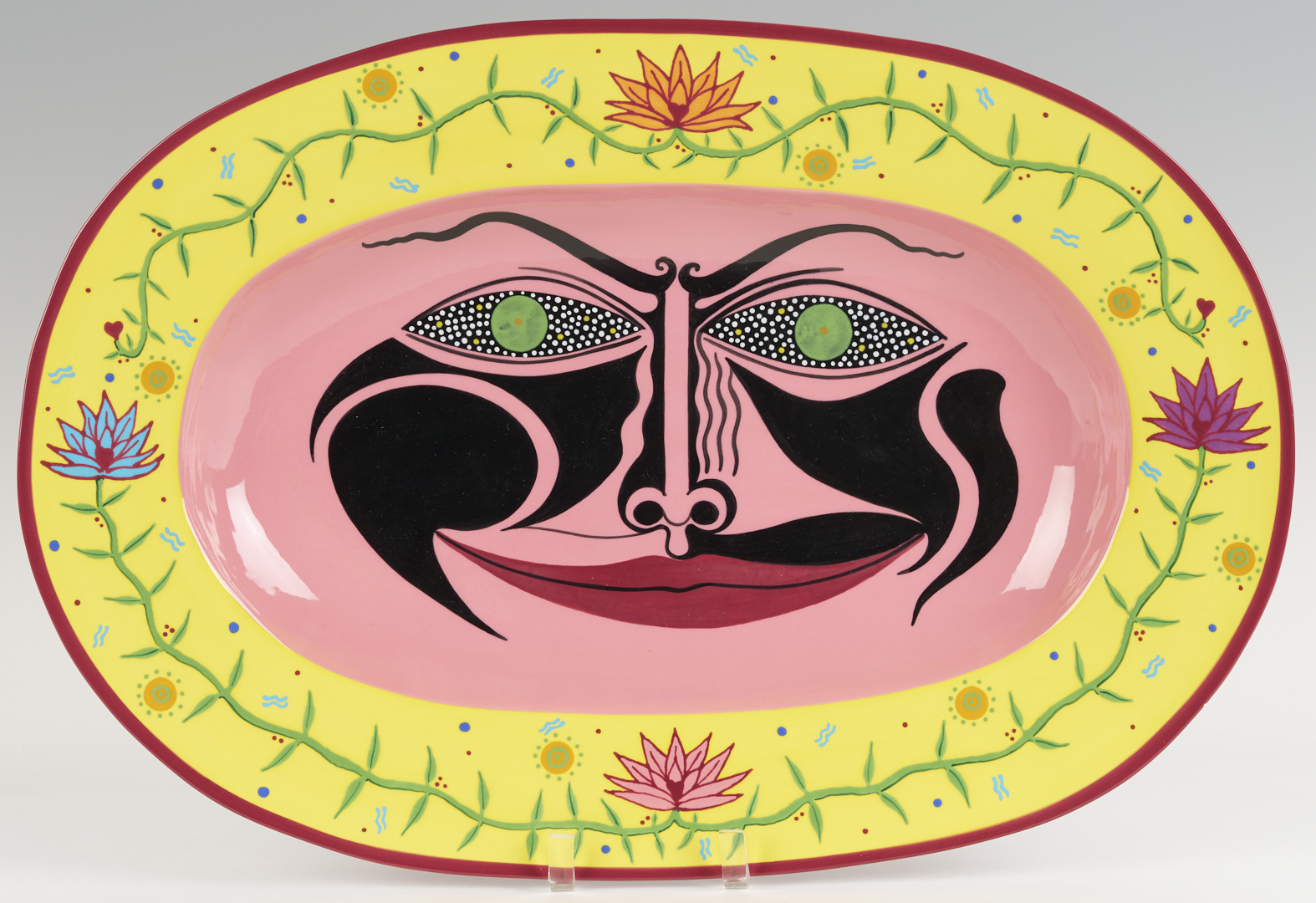 Lot 721: 4 Patrick Dougherty Polychrome Ceramic Wall Plaques