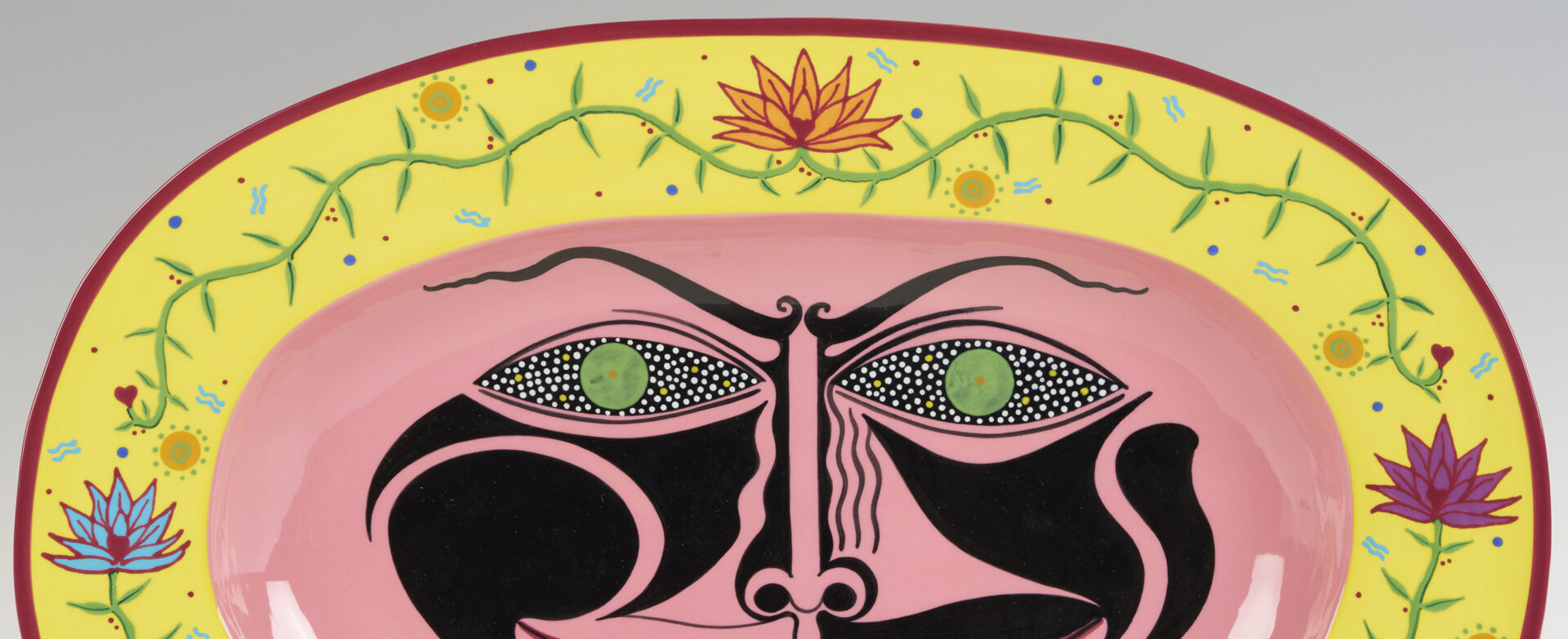 Lot 721: 4 Patrick Dougherty Polychrome Ceramic Wall Plaques