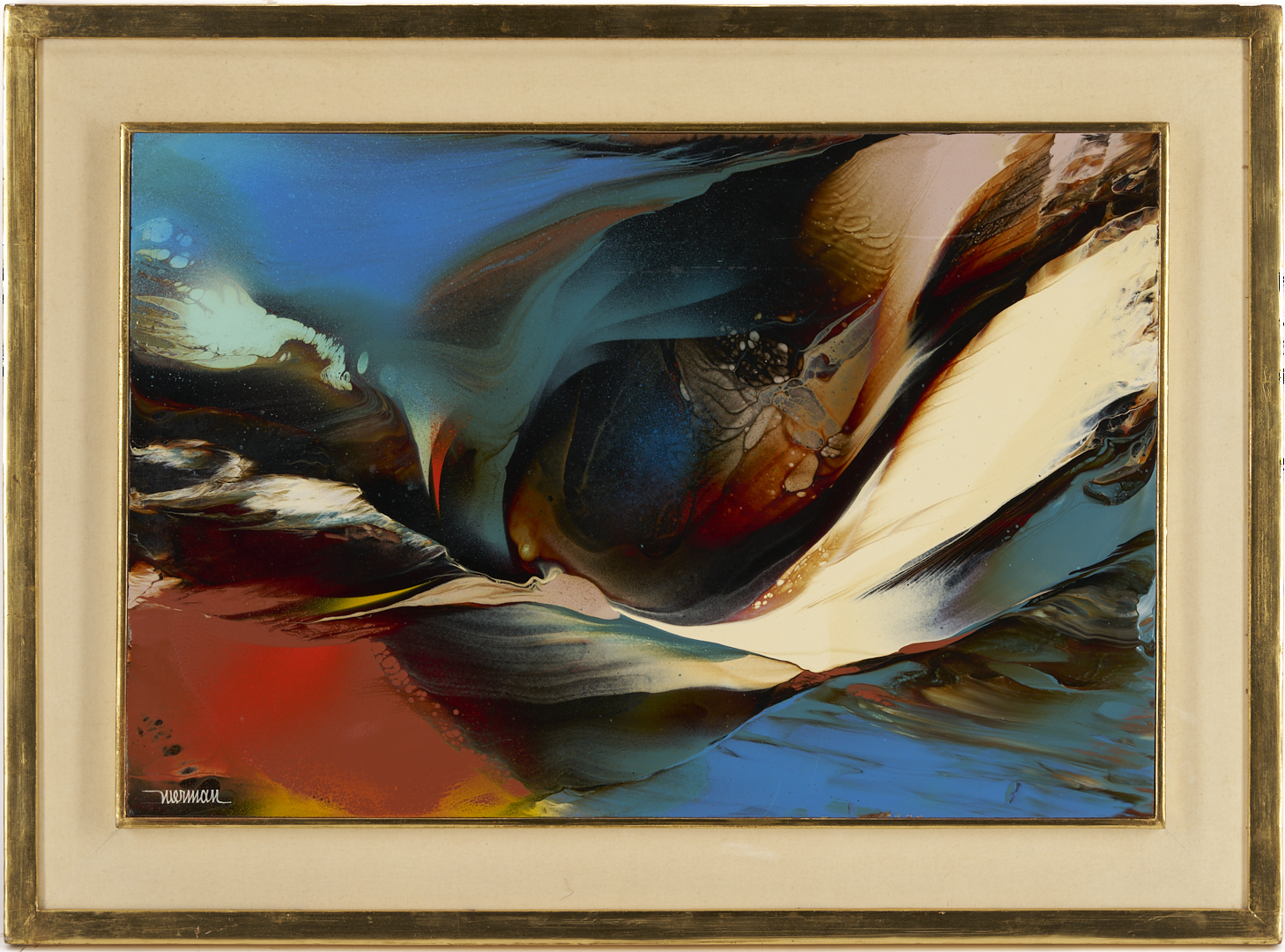 Lot 724: Leonardo Nierman Abstract Oil Painting, Vuelo Nocturno