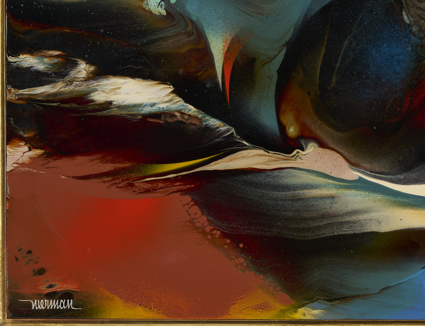 Lot 724: Leonardo Nierman Abstract Oil Painting, Vuelo Nocturno