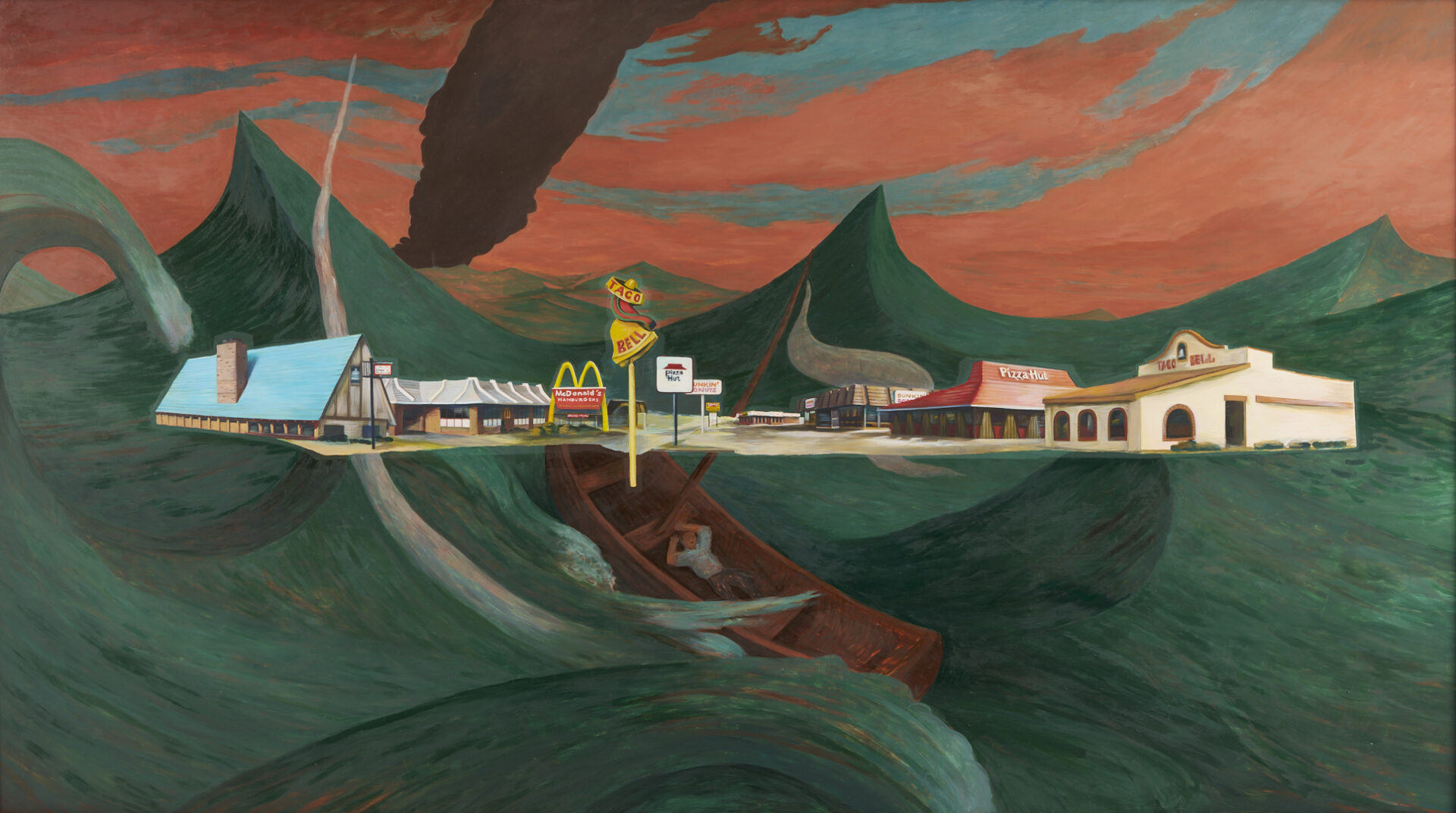 Lot 728: Mark Dean and Jane Irish Surrealist Oil Painting, The Scream