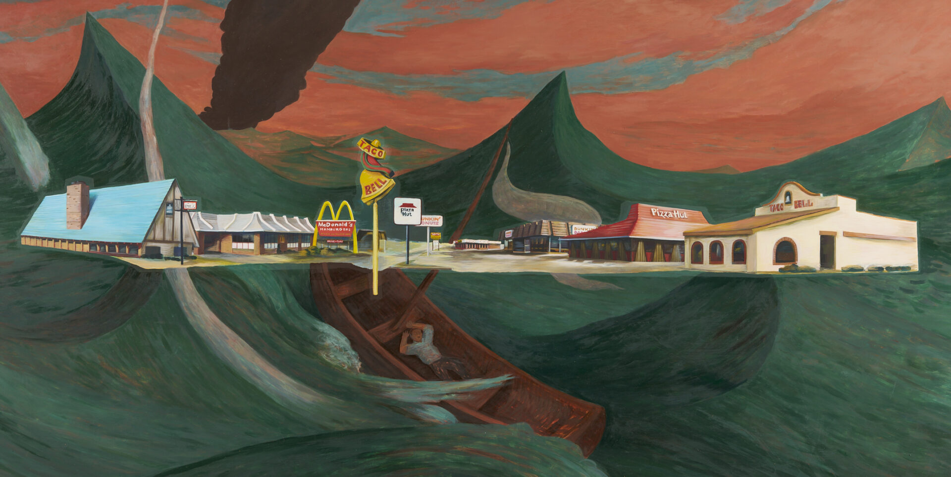 Lot 728: Mark Dean and Jane Irish Surrealist Oil Painting, The Scream