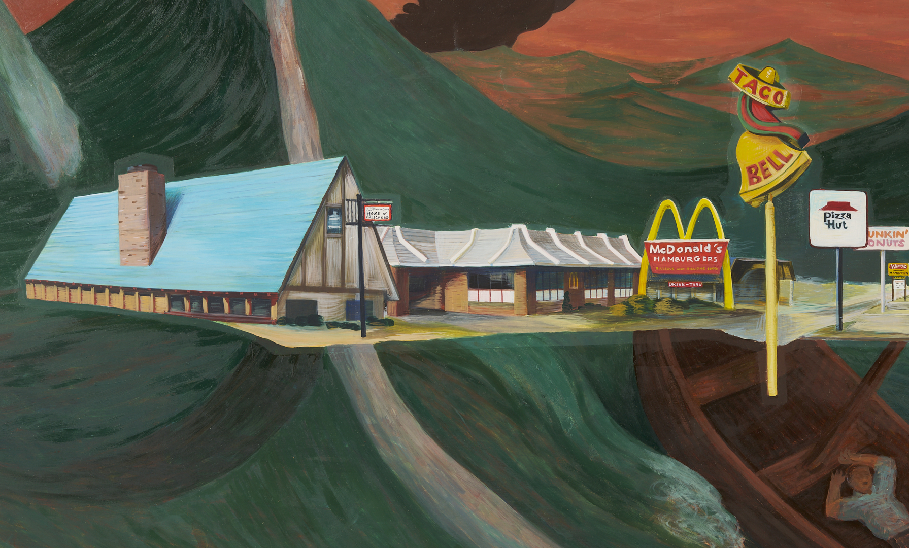 Lot 728: Mark Dean and Jane Irish Surrealist Oil Painting, The Scream