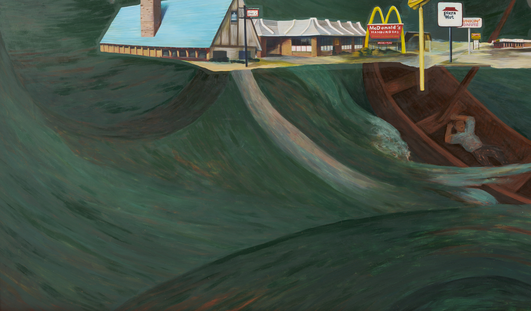 Lot 728: Mark Dean and Jane Irish Surrealist Oil Painting, The Scream