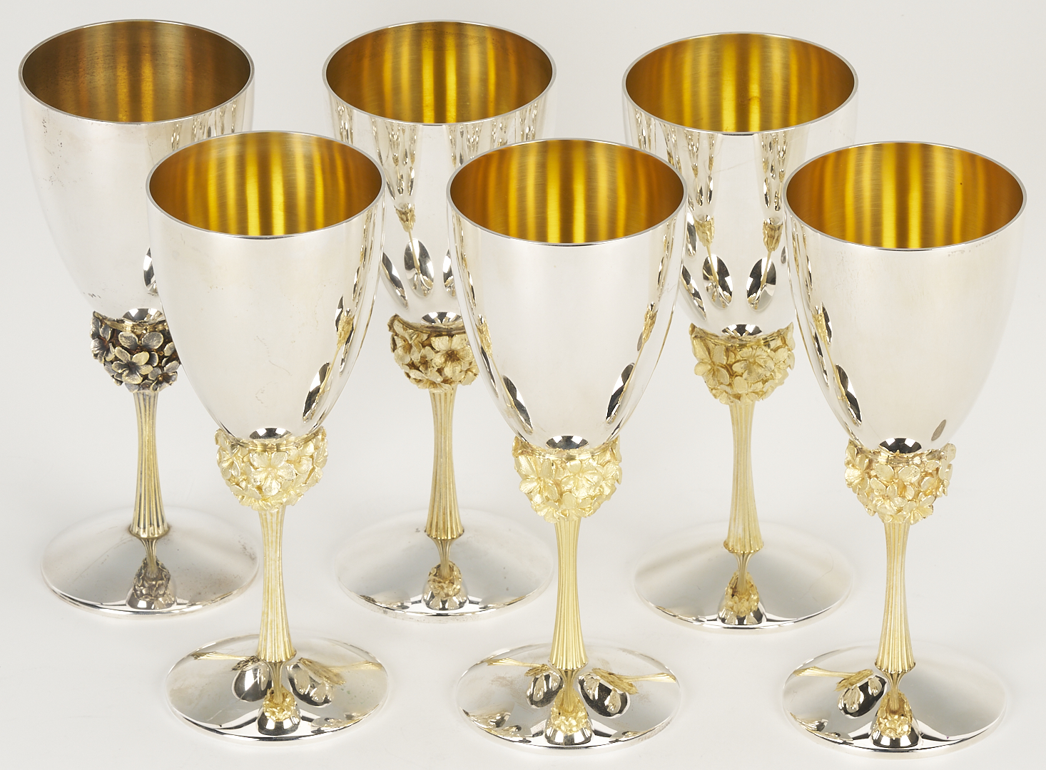 Lot 72: 6 Stuart Devlin Sterling Goblets, Violet Pattern