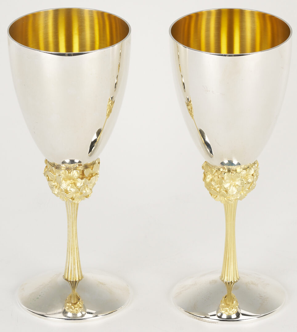 Lot 72: 6 Stuart Devlin Sterling Goblets, Violet Pattern