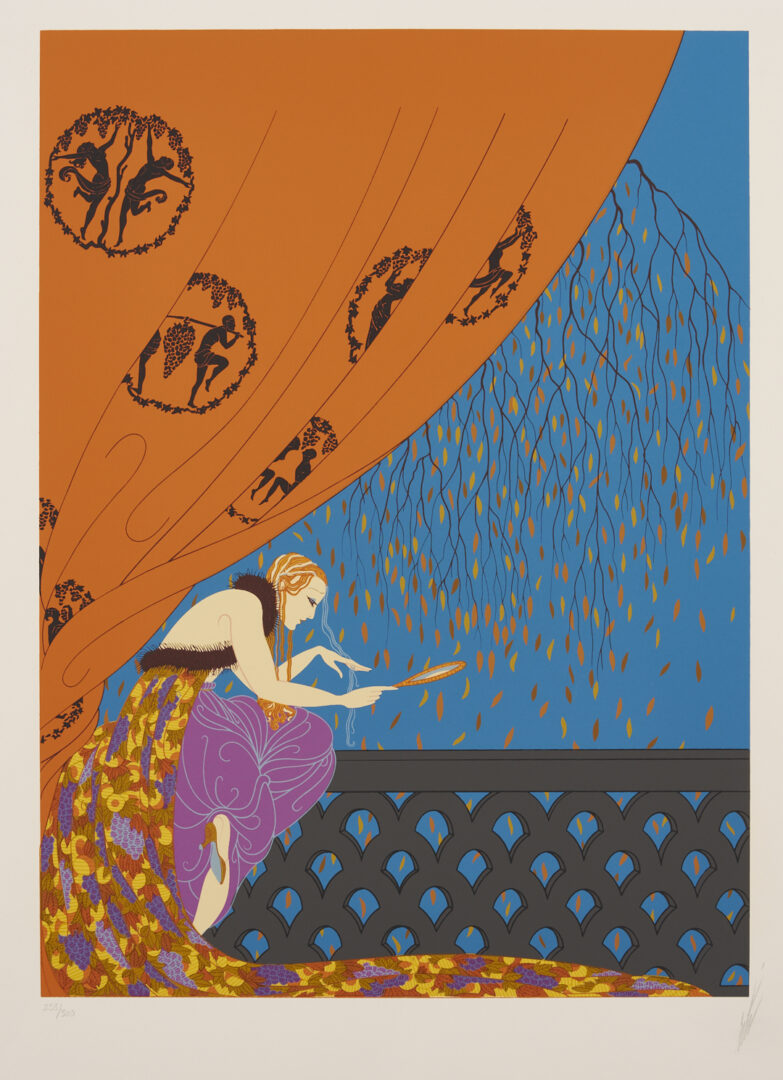 Lot 730: 4 Signed Erte Serigraphs Incl. Fall, The Duel, The Nile, & Tempest